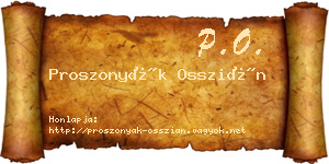 Proszonyák Osszián névjegykártya